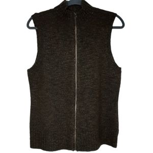 J. Jill women's army green Alpaca blend front zipper sweater vest, L